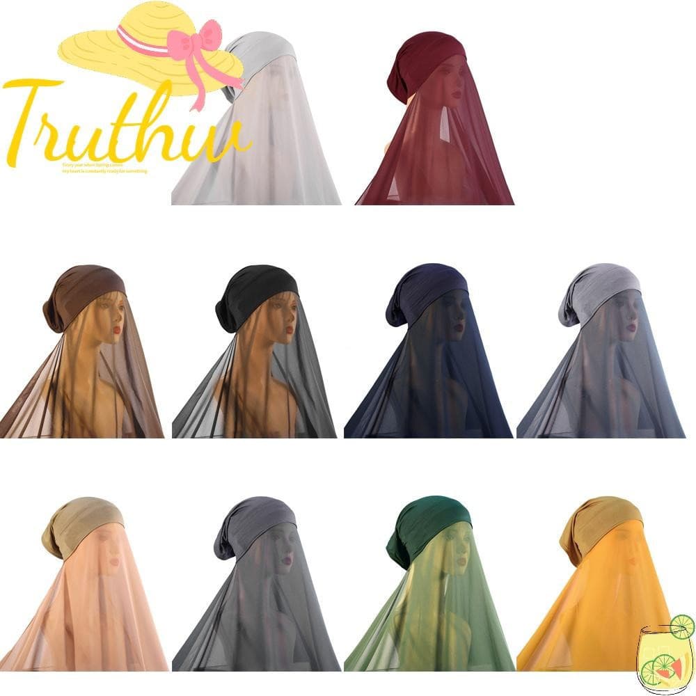 TRUTHW Faixa De Cabeça Muçulmana , Conjunto De Chapéu De Lenços Respiráveis Macios , Turbantes De Gorro Feminino Muçulma
