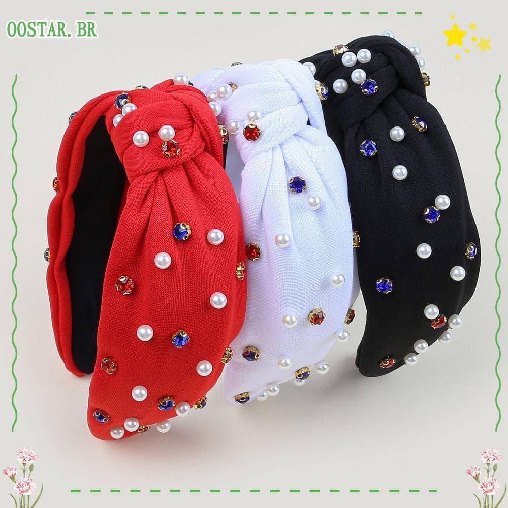 Tiara De Strass OOSTAR , Faixa De Cabeça Com Laço Largo De Cristal , Tiaras De Diamante De Tecido Casual