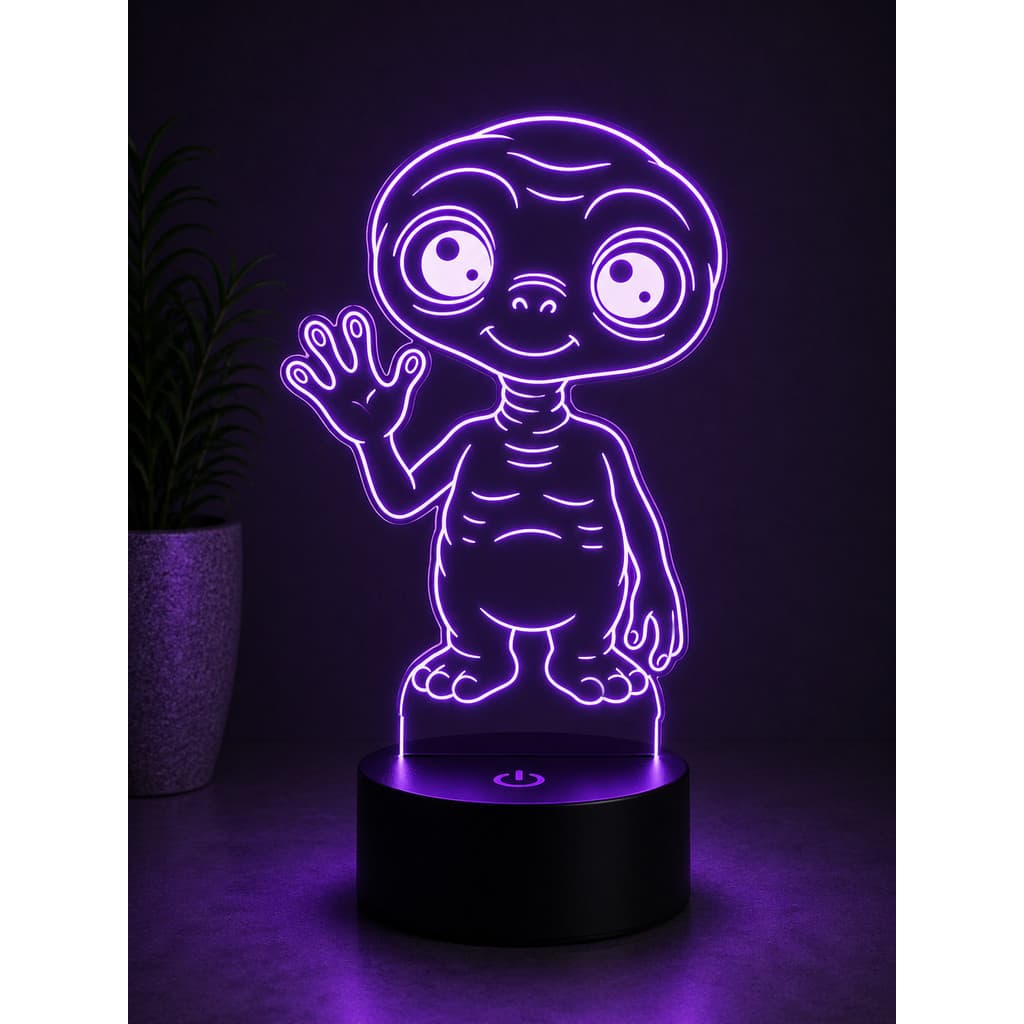 Luminária 3D LED ET Fofinho Alien Kawaii Decoração Gamer