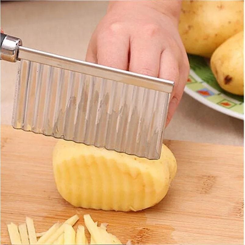 Novo Aço Inoxidável Batata Chip Slicer Massa Vegetal Frutas Crinkle Ondulado Faca Cortador De Chopper Francês Fritar Fab