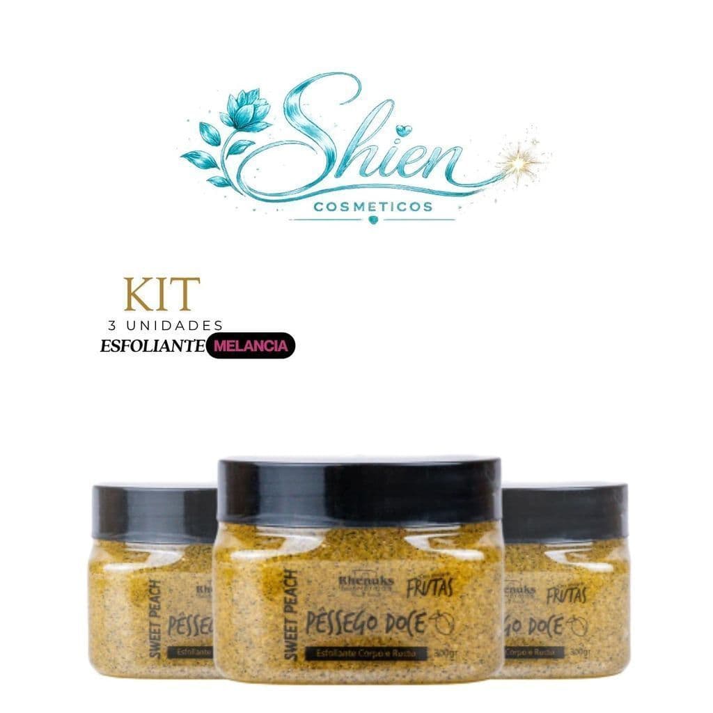 Kit 3 Esfoliante Frutas Corpo E Rosto Pessego 300G Rhenuks (Afilhado)