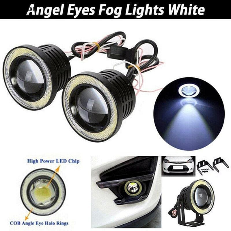 Projetor LED COB Branco para Carro 2.5'15w com Anéis Azuis DRL para Luz de Neblina