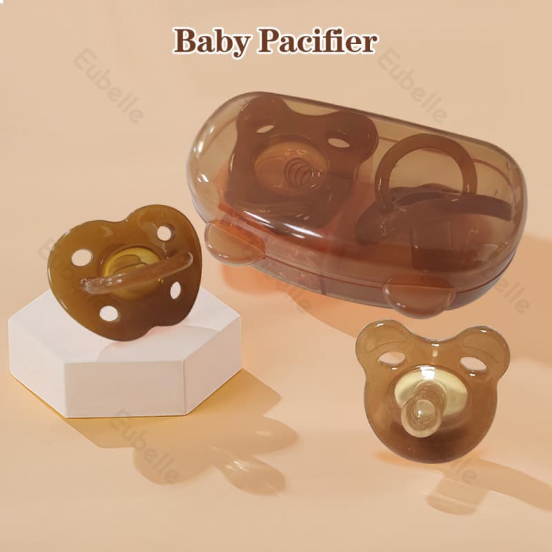 Kit 4 Chupetas Calmantes de Silicone Super Macias Tipo Sleepy Urso + Estojo e Prendedor de Chupeta