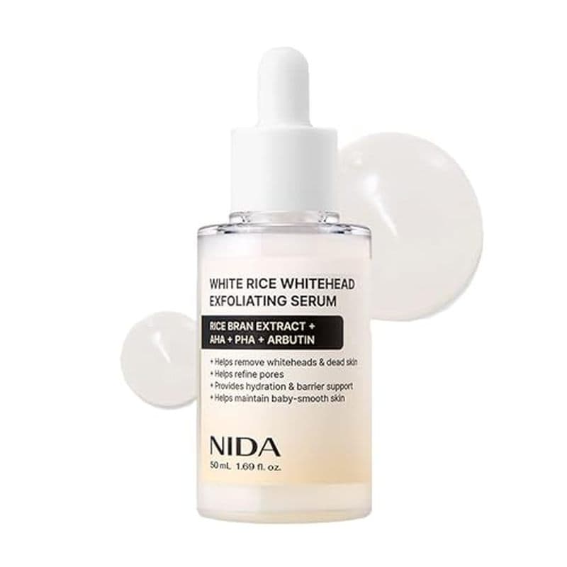 Soro Esfoliante NIDA Whitehead De Arroz Branco | 1.69 fl.oz . , 50ml Facial Macio Diário , Removedor De Células De Pele