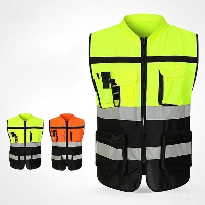 Colete Refletivo de Alta Visibilidade Roupas de Trabalho Motocicleta Noite Construção Segurança Proteção