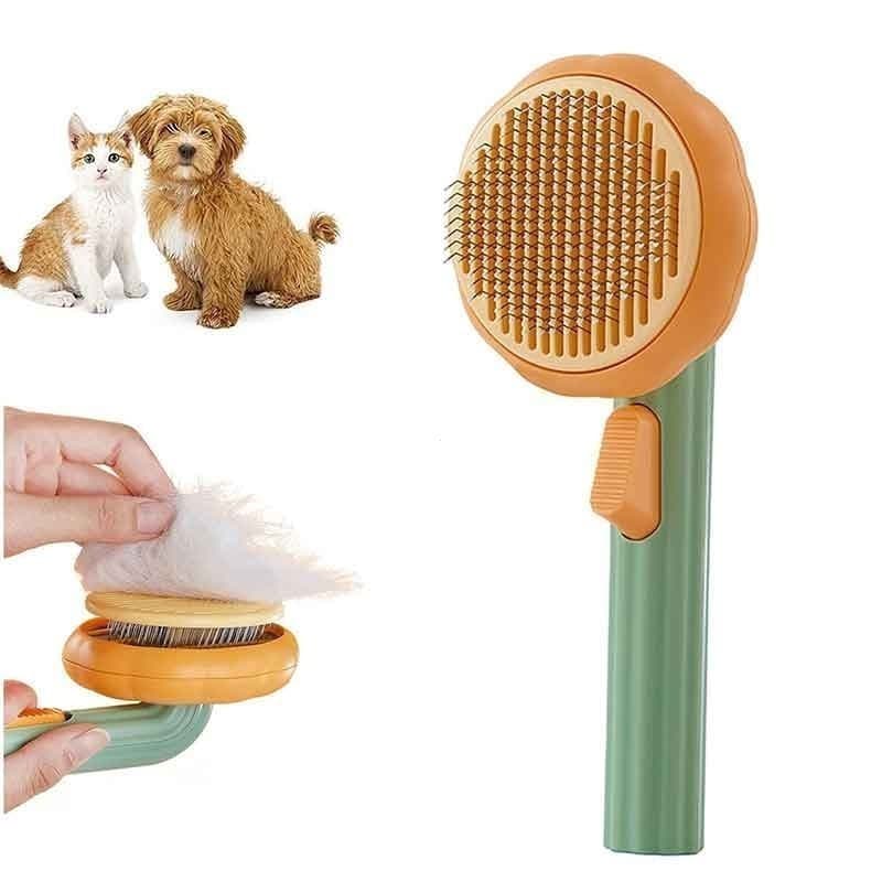 Escova de Abóbora para Animais de Estimação para Gatos e Cães, Removedor de Pelos, Escova Autolimpante para Cuidado de A