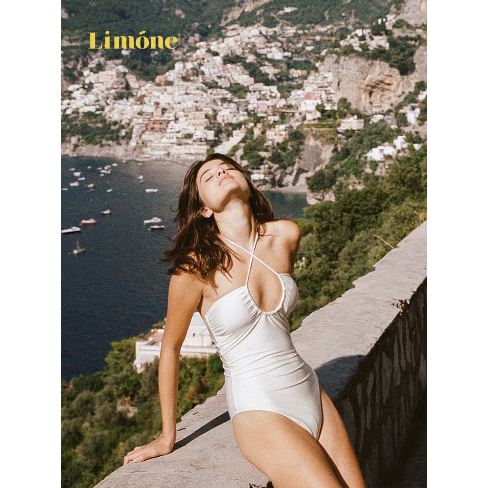 [Tempo limitado 20% de desconto] Limone Halterneck Lace-Up Maiô de uma peça feminino mais fino Look primavera quente fér