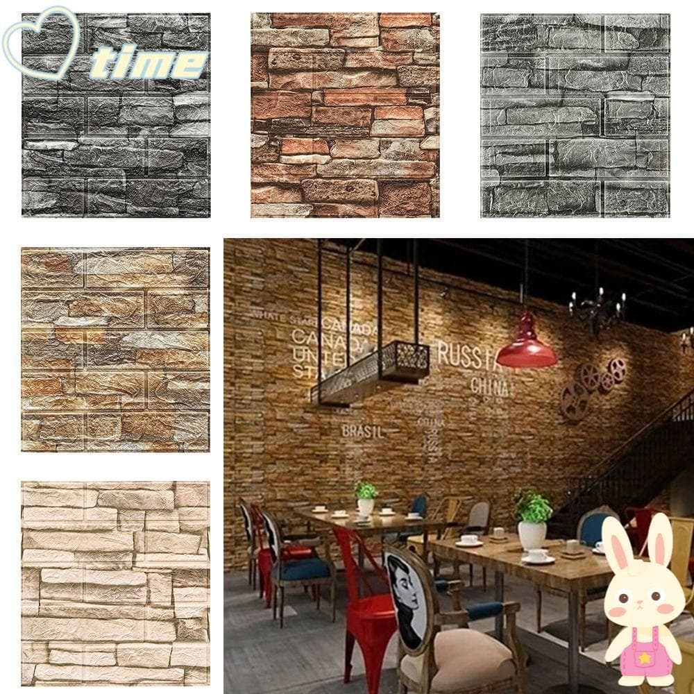 Adesivos De Parede TIME , Papel De Tijolo De Espuma Anticolisão À Prova D'água , Decalques De Som DIY