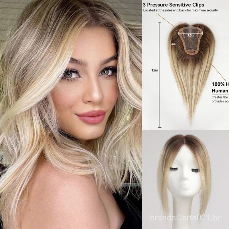 100% peruca de cabelo humano Toppers De Cabelo Humano Loiro , Base De Renda 100 % Remy , Clipes Em Luz , Dourado