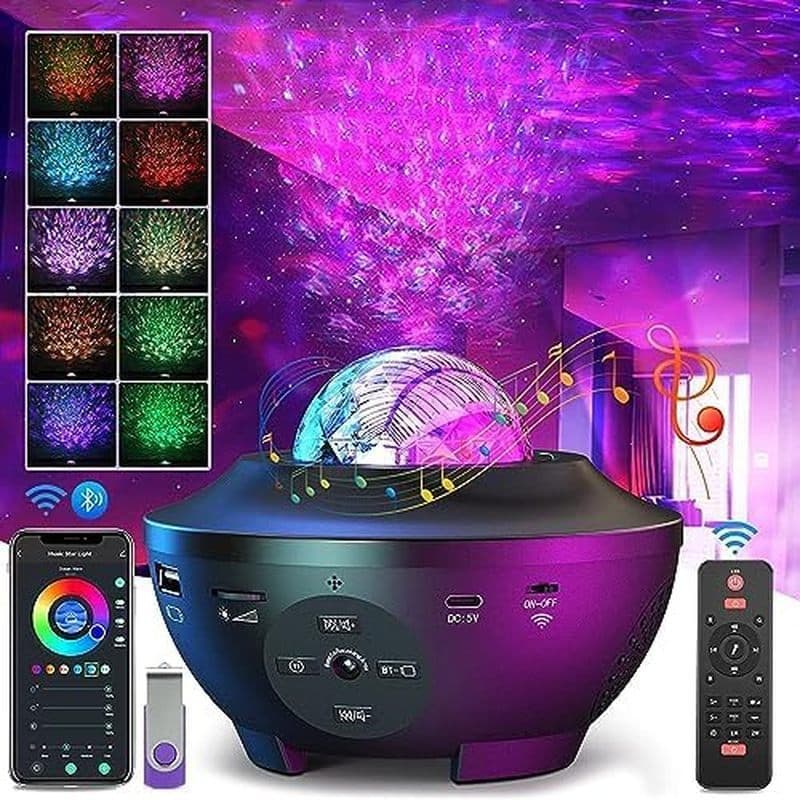 Projetor Estrela Galaxy Night Light , Com Controle De Aplicativo Inteligente WiFi E Alto-Falante Musical Bluetooth , Rem