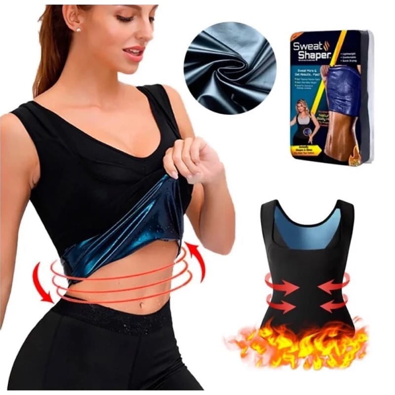 Camisa Regata Feminina Termica Cinta Compressão Abdominal  Sauna Modeladora Redutora Medidas
