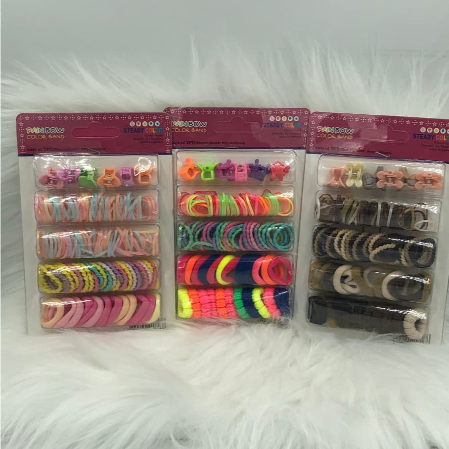 Kit  Elastico de cabelo e Grampo de cabelo de piranha
