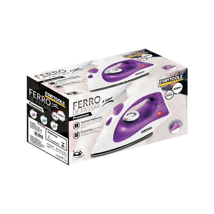 Ferro de Passar A Vapor Premium 127V - Roxa
