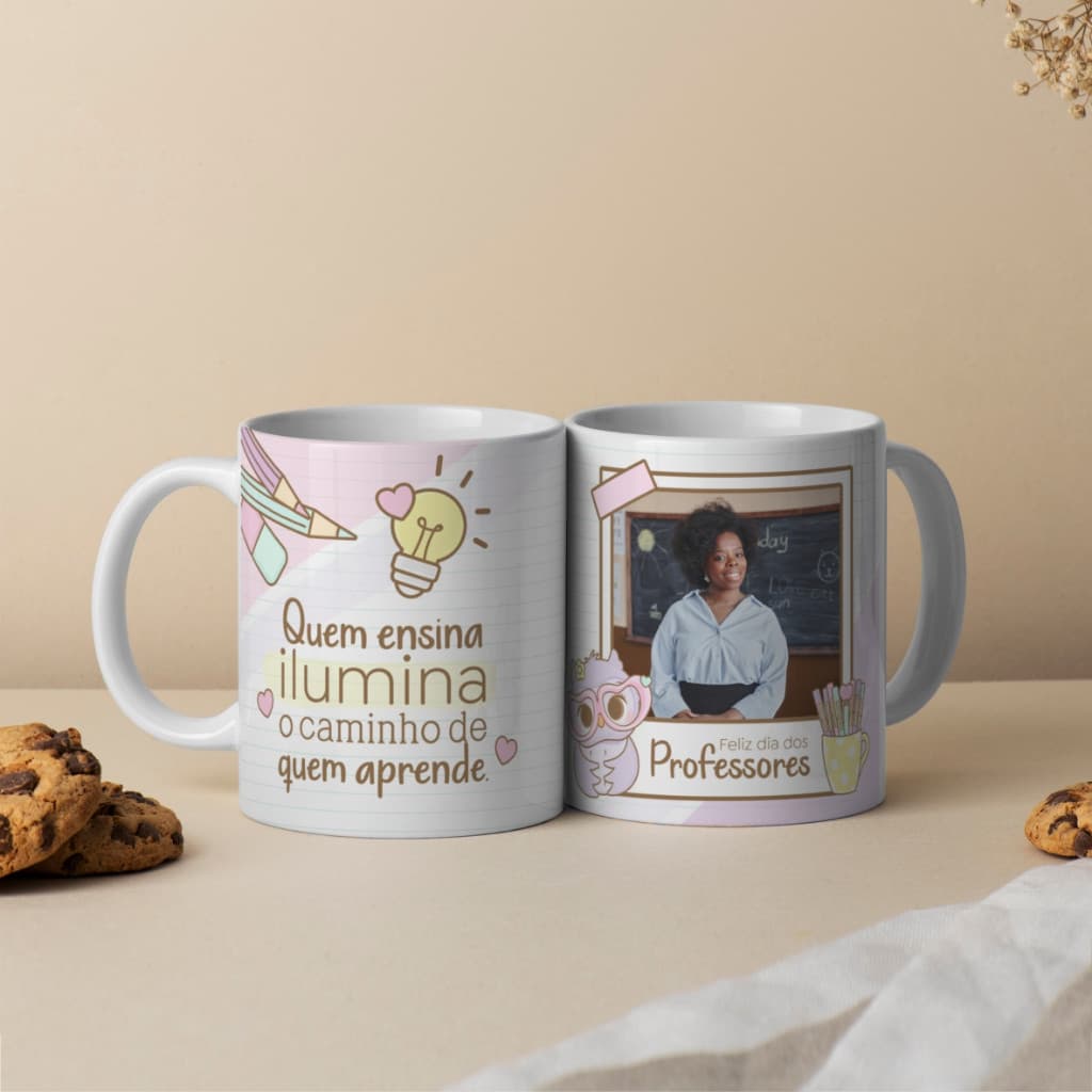 Caneca de Porcelana Personalizada com foto Dia dos Professores Professora