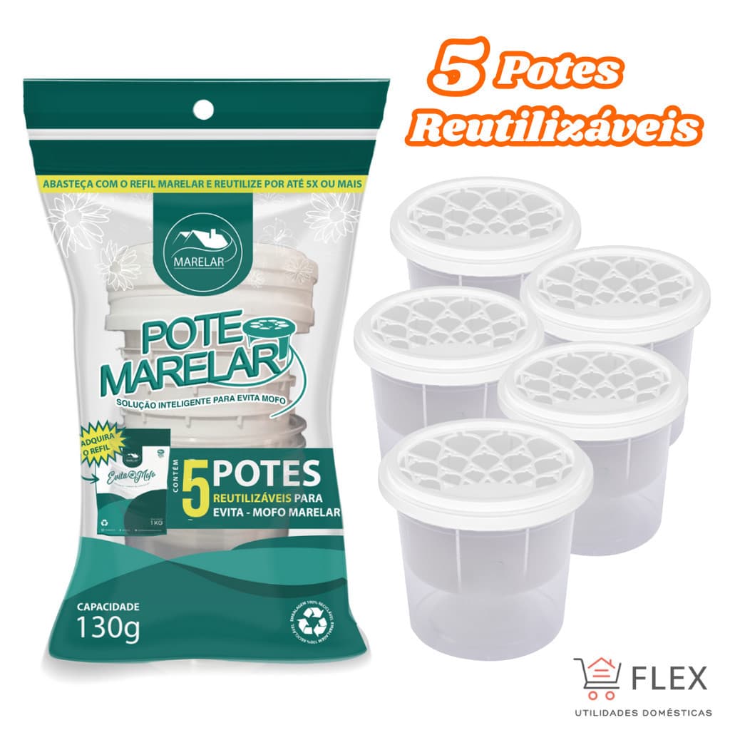 Potes VAZIOS para Antimofo Desumidificador para Armários e Gavetas - Reutilizável - 5 ou 10 Unid.