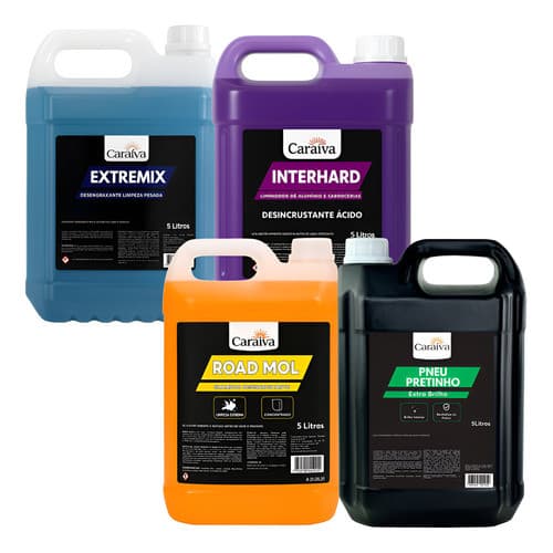 Kit Lava Jato Limpeza Pesada Desengraxante Motor Chassi Carrocerias Lm Mol Pretinho Brilho