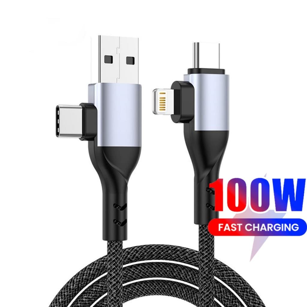 Cabo USB 4 Em 1 De Carregamento Rápido De 100 W Para Celular Samsung Xiaomi Dados