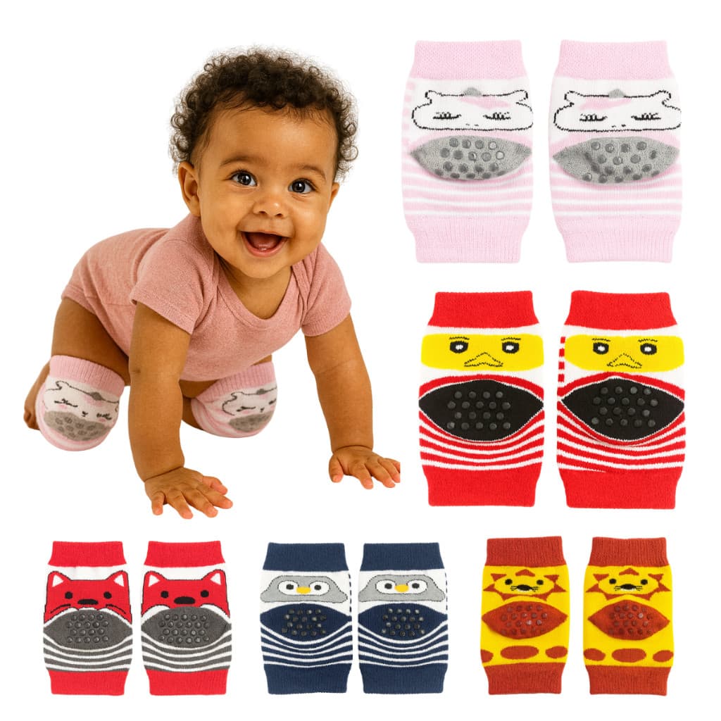 Par de Joelheira Antiderrapante Para Bebê 3 A 12 Meses Plin Baby Bichinhos