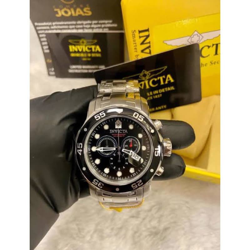 Relógio Invicta Pro Diver Scuba Prata Mostrador Preto, relógio masculino imponente
relógio masculino quartz com caixa