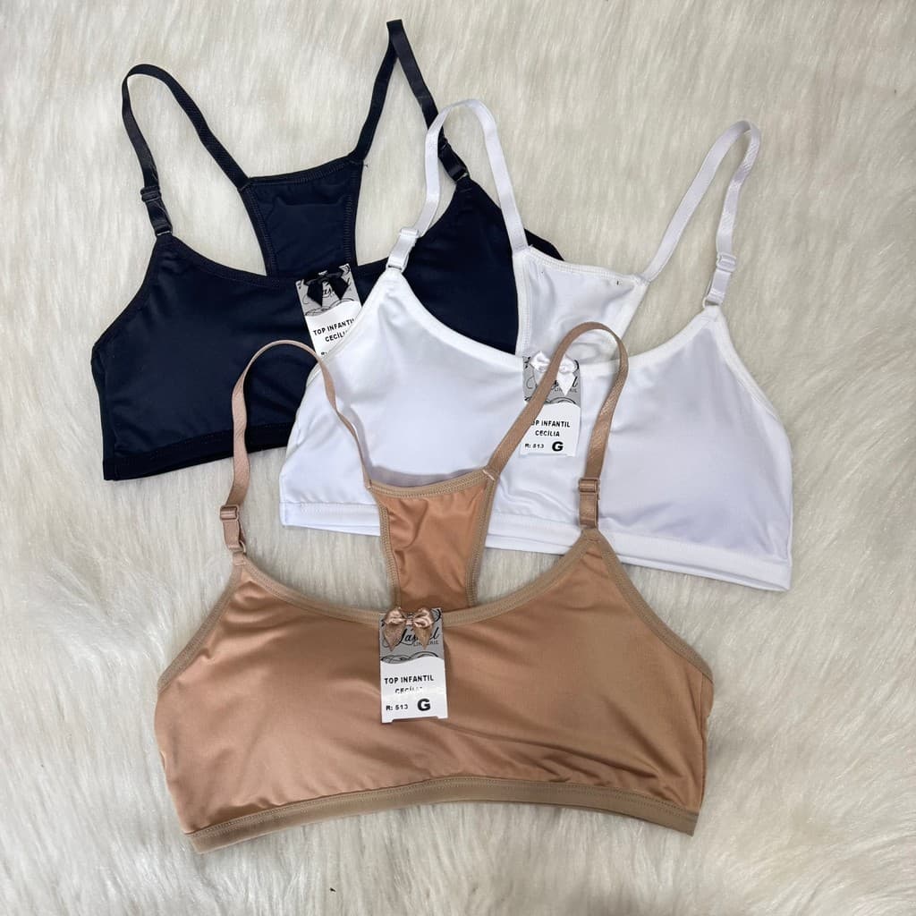 Kit 3 Top Nadador Menina Moça Juvenil Microfibra Bojo Removível