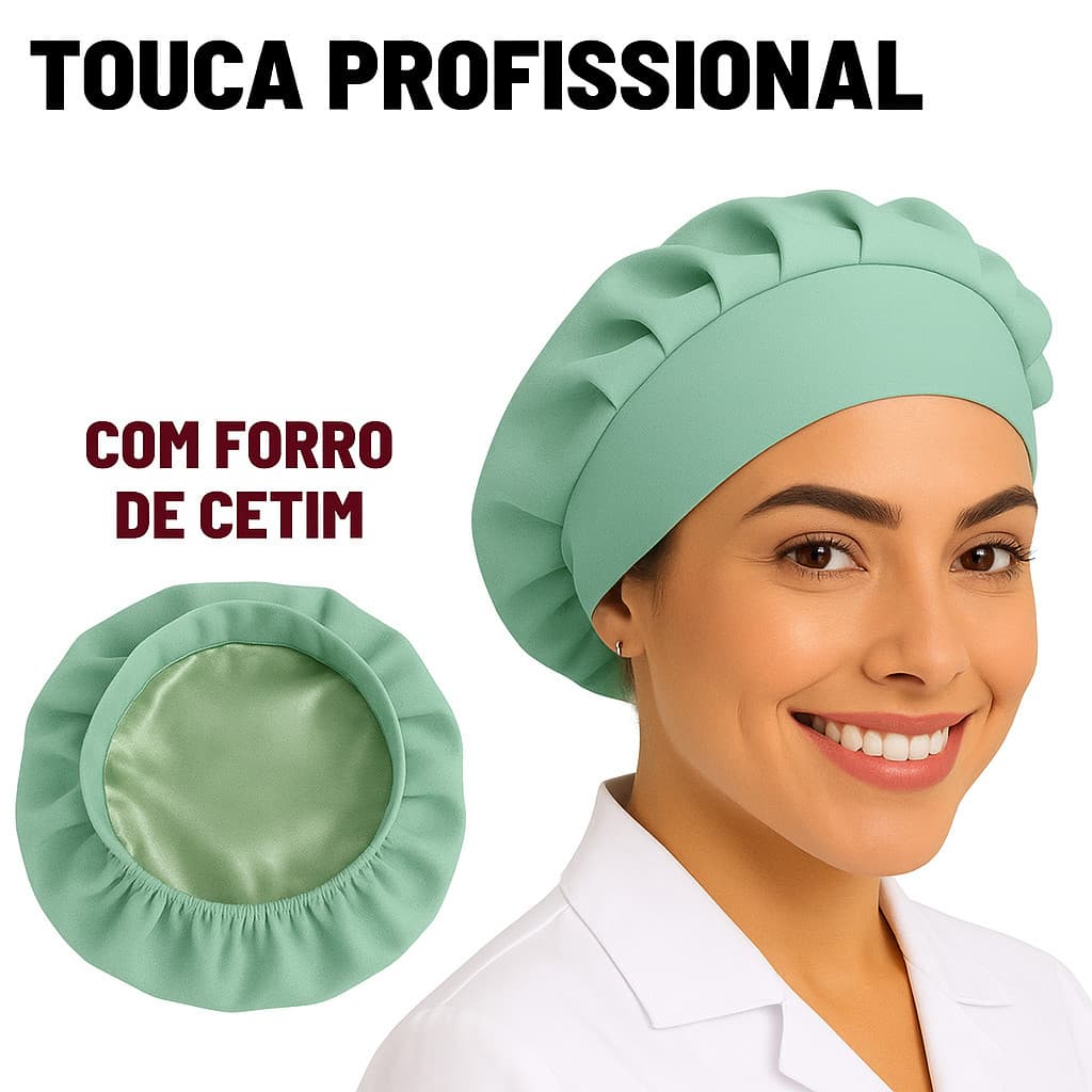 Touca cirúrgica  tamanho único feminina Forrada com Cetim Gorro enfermagem veterinária odonto cozinheira
