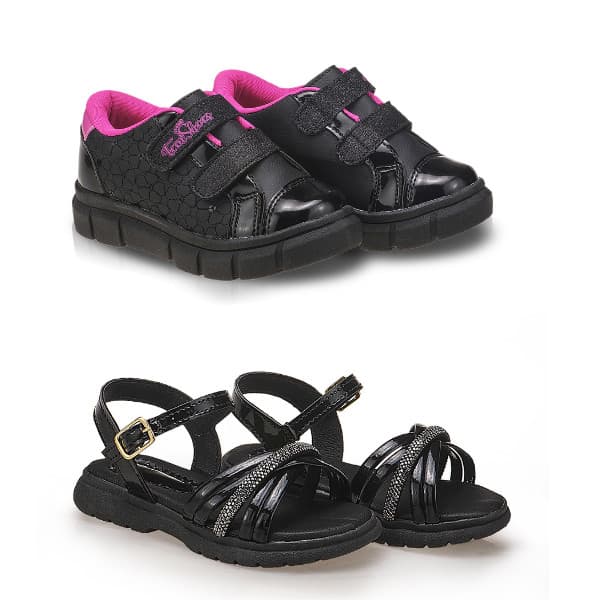 Kit 2 Pares Tênis + Snadália Baby Menina Primeiros Passos Tem Shoes