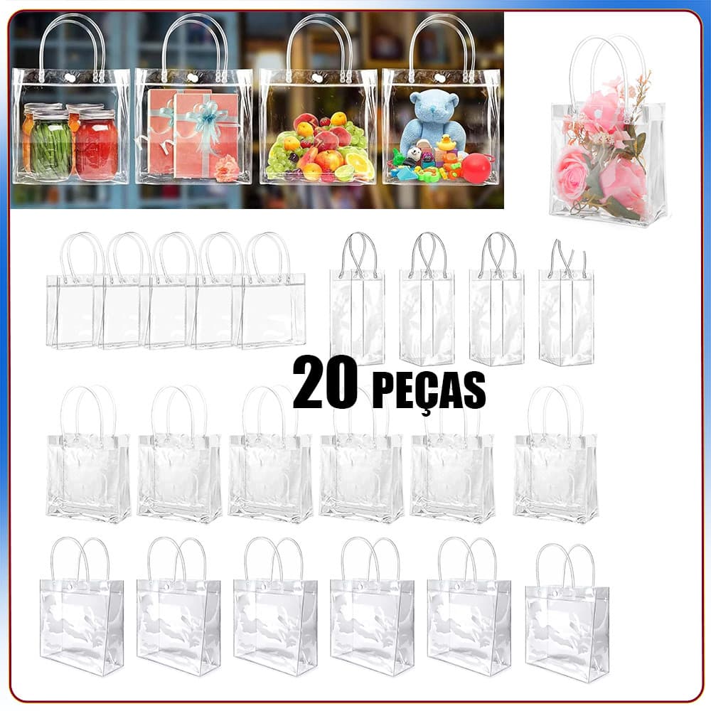 20 peças saco transparente saco de presente reutilizável lembrança/saco de presente