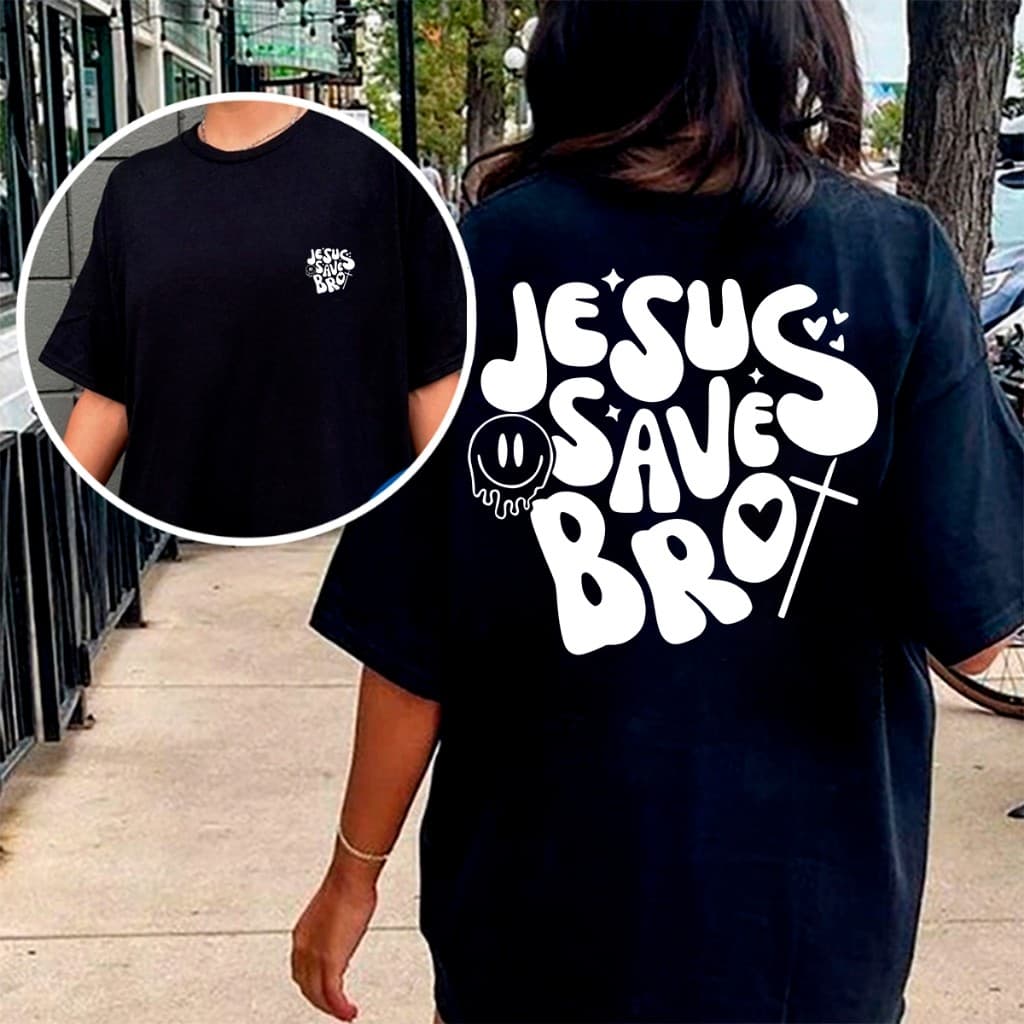 Camiseta Feminina T-shirt Jesus Save Bro Gospel Cristã Estampa Religiosa Malha Premium