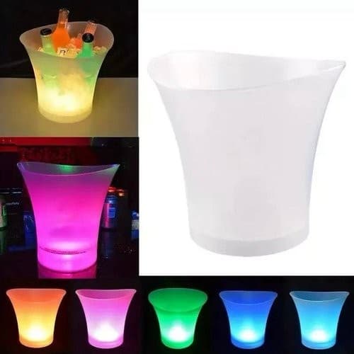 Balde Bebidas Iluminacao LED Caixa Som Integrada Design Moderno Branco Festas