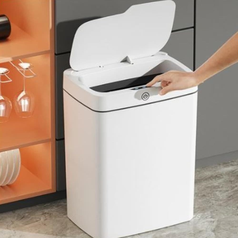 Lixeira Automática com Sensor 50L  Sujeira Papel Lixo Funcional Organizar Fechamento Prático