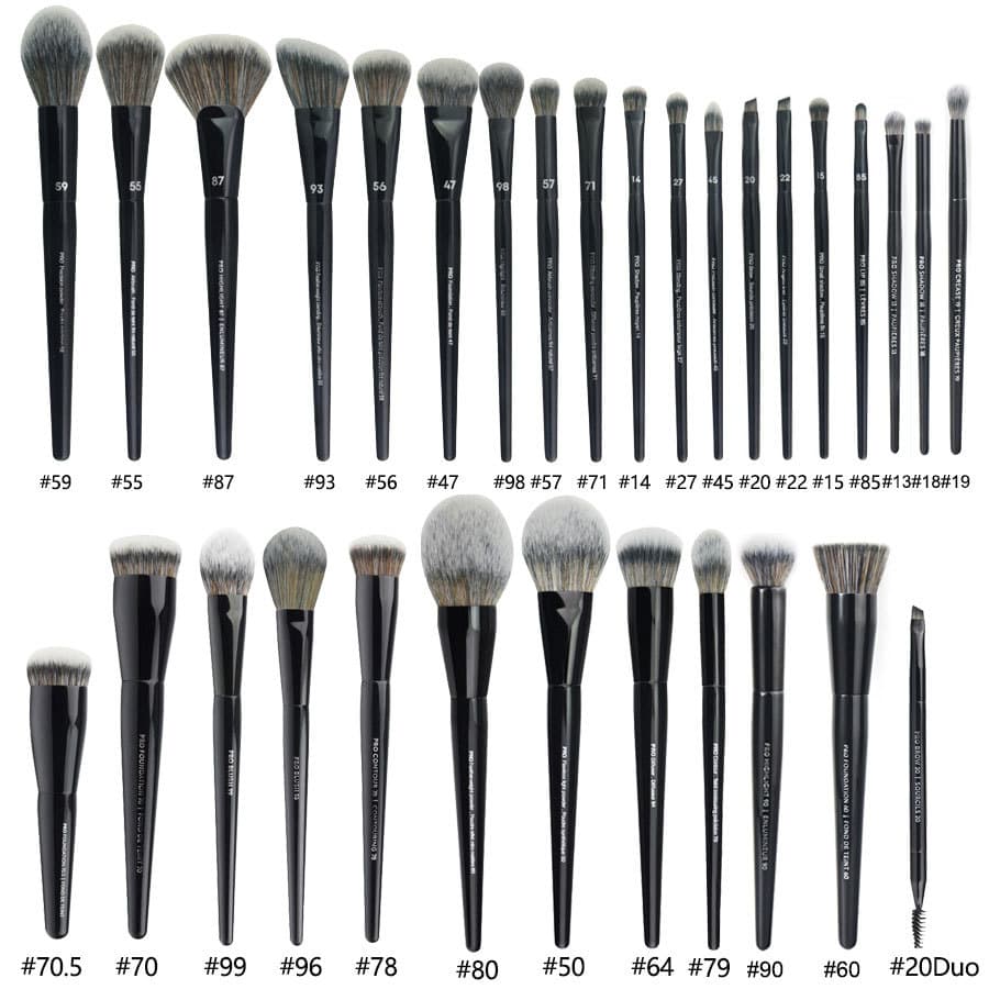 Conjunto de pincéis de maquiagem Facial de seda preta para casa, Blush, contorno, base, pó solto, chama, destaque, corre
