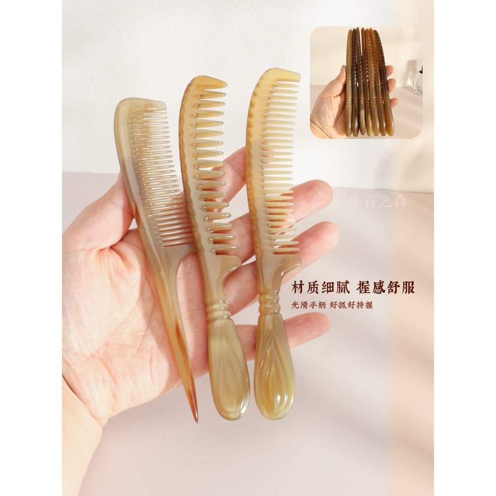 Um pacote chifre massagem pente dente fino grosso largo cuidados com os dentes limpo couro cabeludo lavagem pente de cab