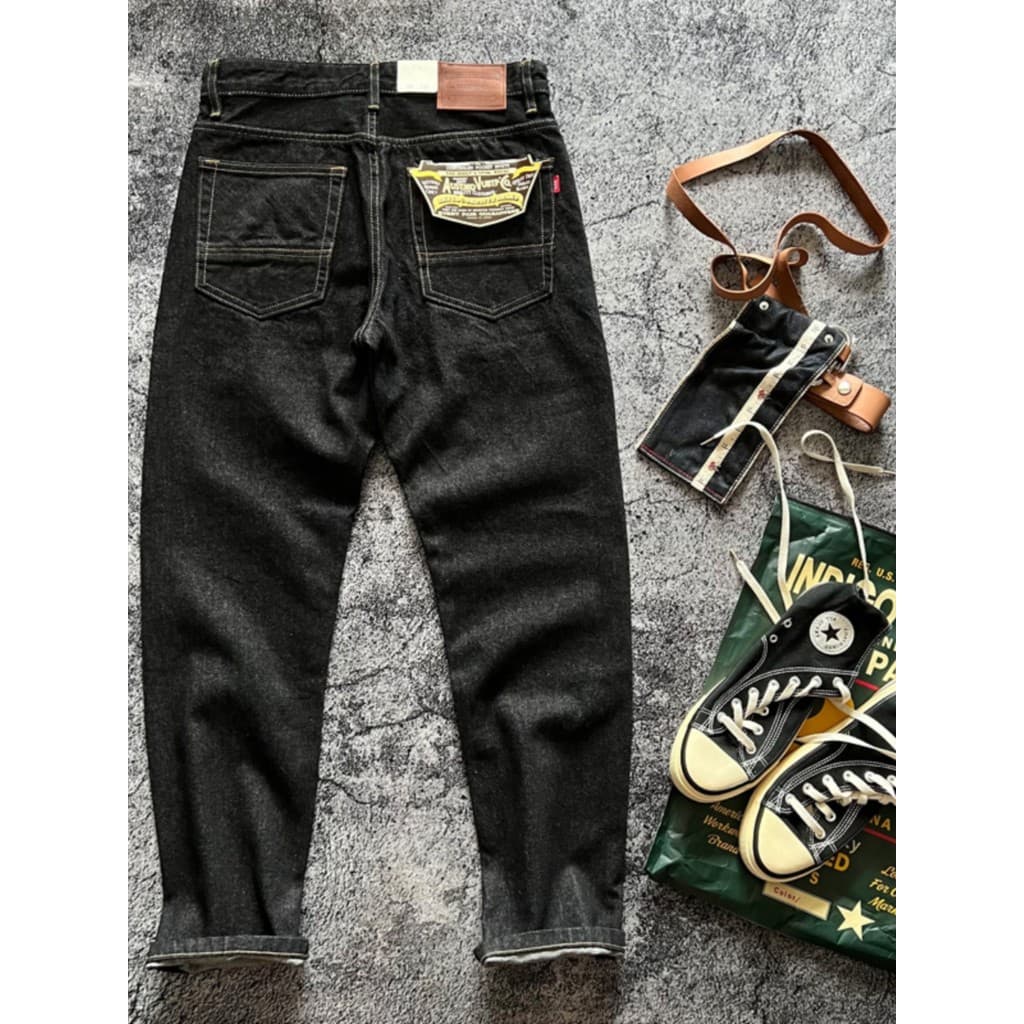 Pesado Retro americano Casual preto lavado desdimensionando cabido Jeans retos Ami cáqui primavera outono calças