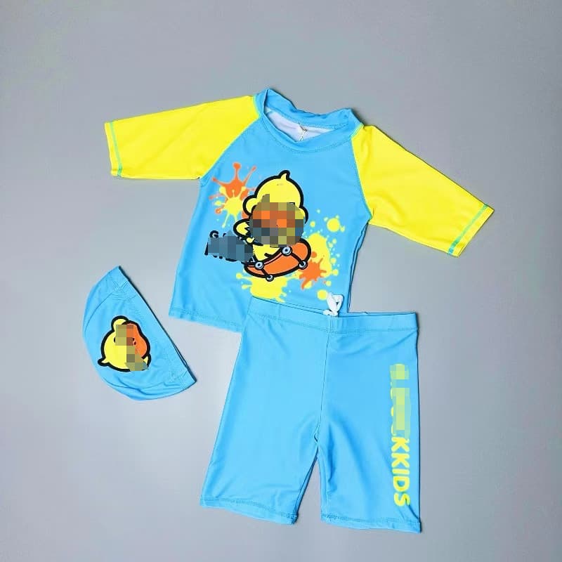 Âmbar crianças dividir maiô meninos bonito dos desenhos animados impressão ajustável cordão parque aquático primavera qu
