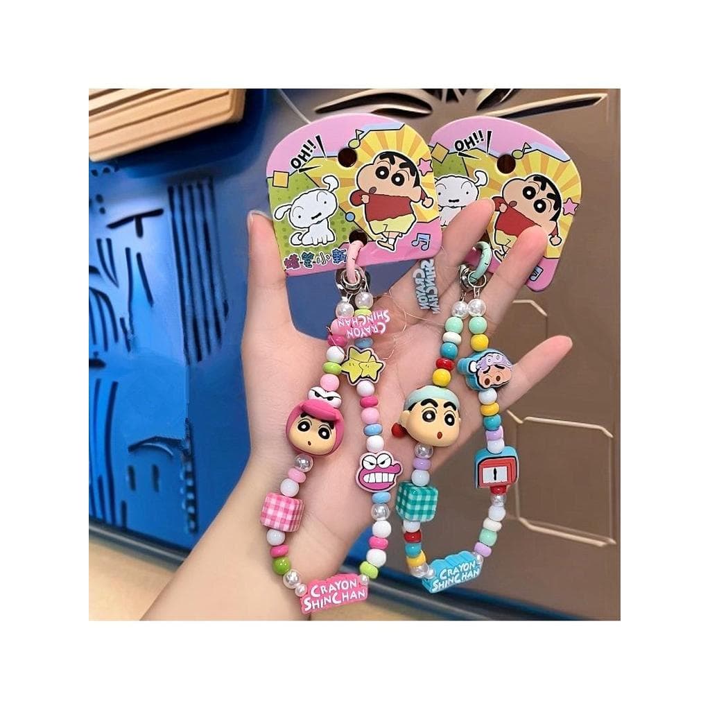 Genuíno Crayon Shin-Chan telefone móvel grânulo corrente chaveiro mochila carro pingente crocodilo branco chapelaria cha