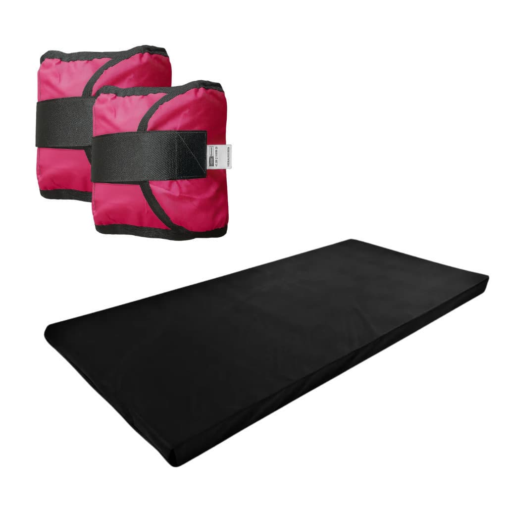 Desconto - Promo! KIT: Caneleira Rosa Par de 5kg + Colchonete Preto - Treino/Academia/Musculação/Fisioterapia