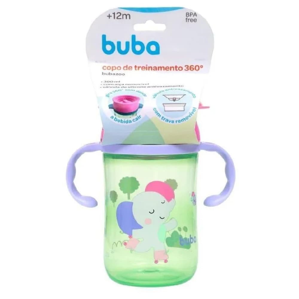 Copo de Treinamento 360 Bubazoo Elefante +12m 300ml Buba