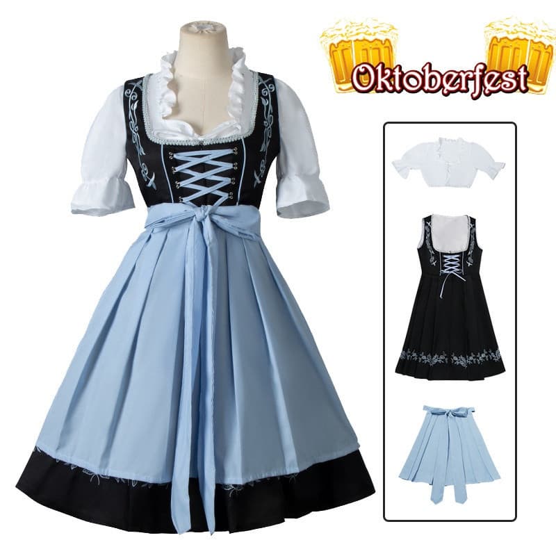 Conjunto de Vestido Feminino Oktoberfest para Traje Dirndl/Tradicional Bávaro/Alemanha/Festival da Cerveja FF7I