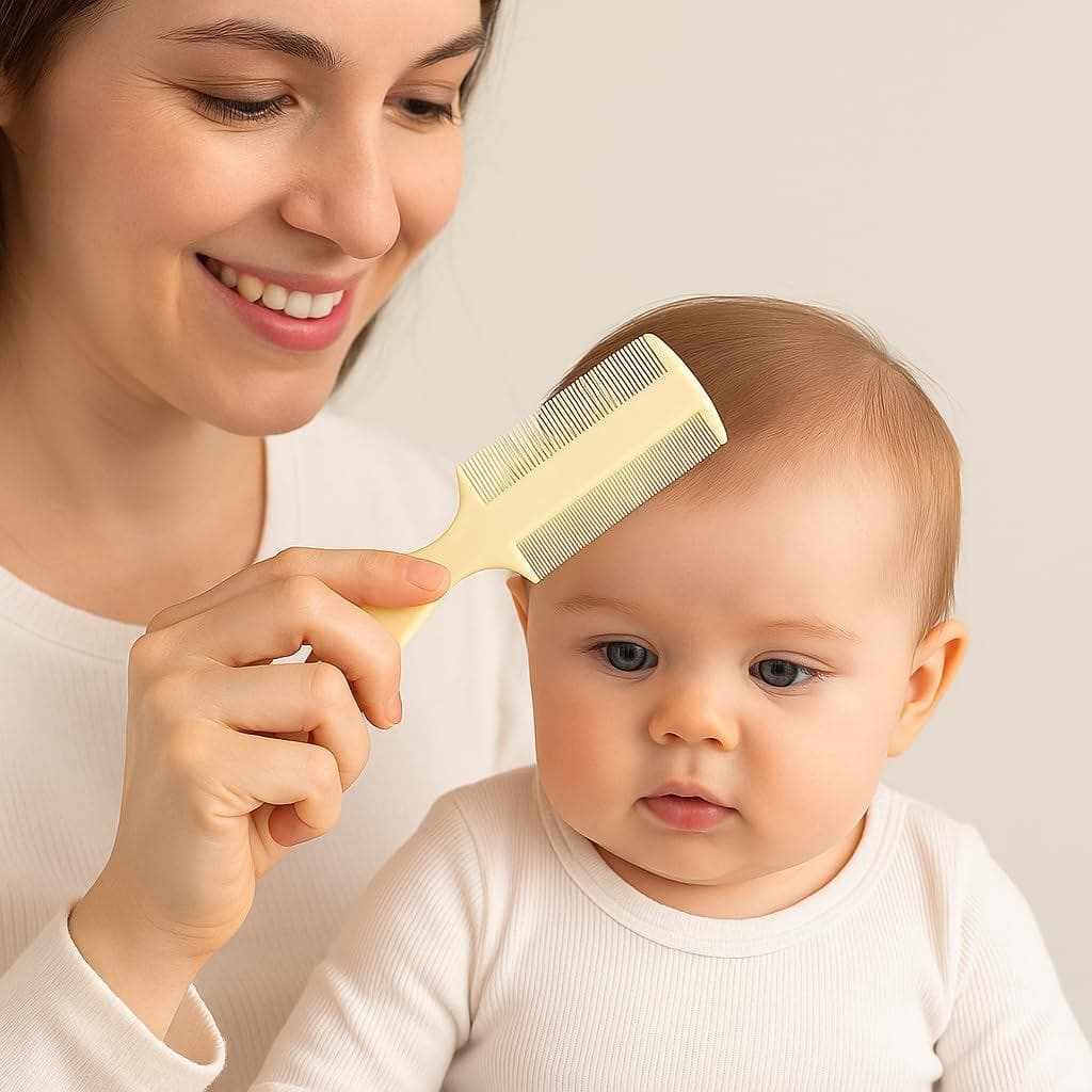 Pente de Dentes Finos Vakly (Pacote com 3) – Pente Dupla Face para Bebês com Cabo, Pente Extra Fino para Piolhos e Caspa