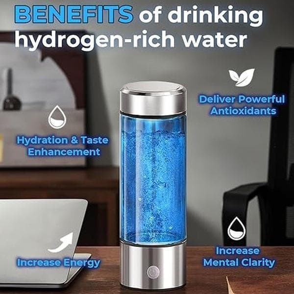 Gerador de Água Hidrogenada - Concentração de até 4100+ PPB, Tecnologia SPE PEM, Sistema de Hidratação Portátil, Retençã