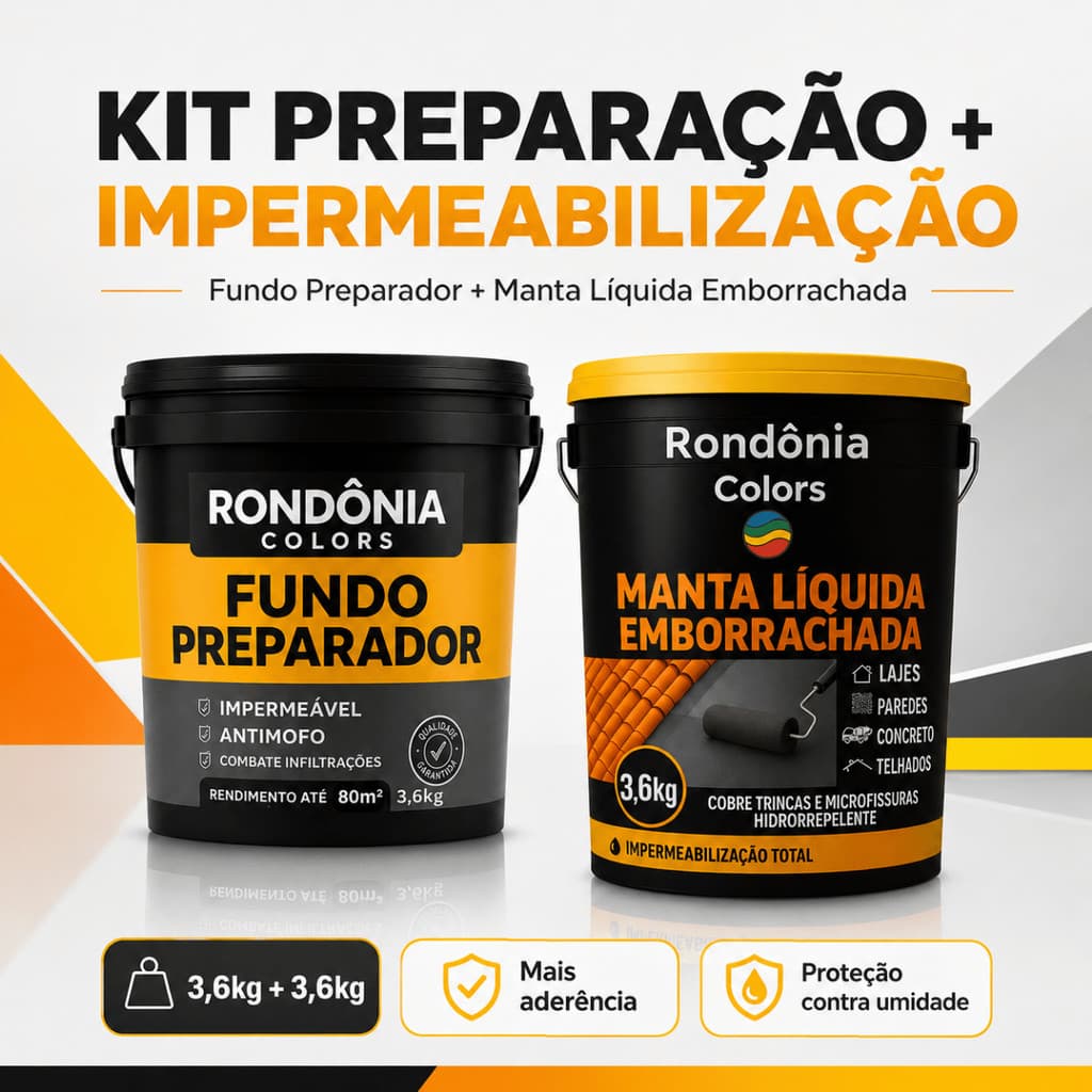 Kit Tinta Emborrachada 18kg Fundo Preparador Impermeabilizante Laje Telhado Parede