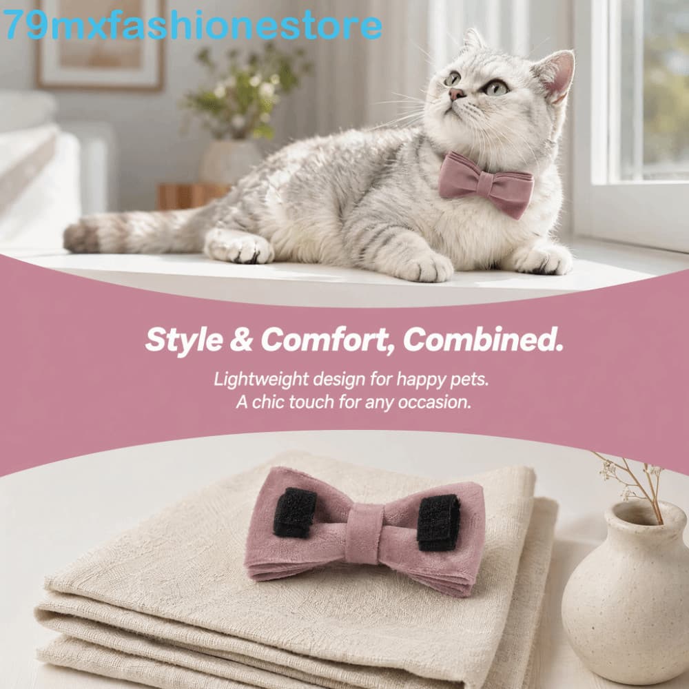 Acessório De Coleira De Gato MXFASHIONESB , Gravata Borboleta De Veludo Artesanal , Laço Elegante Para Animais De Estima