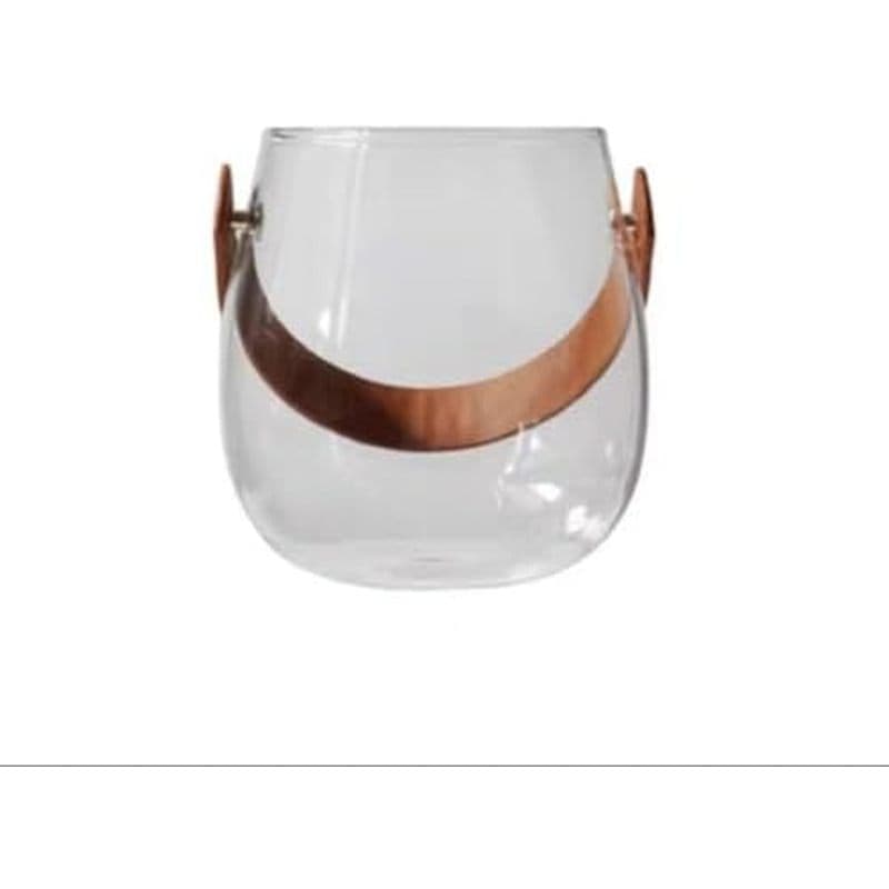 Decoração para casa ornamentos de armazenamento castiçal vaso hidropônico vaso de vidro portátil de couro