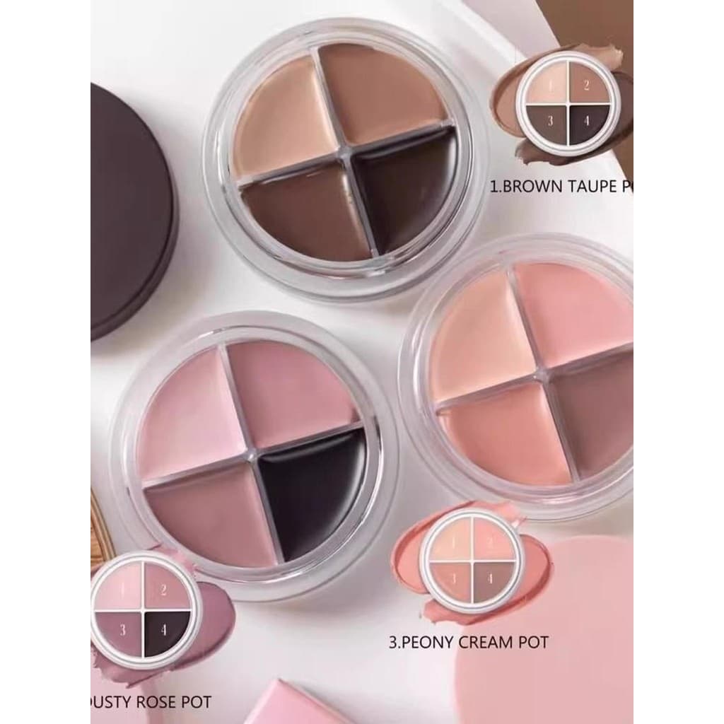Cinza rosa quatro cores sombra creme quatro-em-um delineador tridimensional olhos grandes deitado bicho da seda sombra u