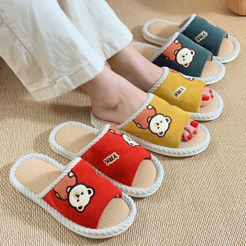 2024 novo estilo chinelos de linho feminino verão uso doméstico casal interior sola macia antiderrapante resistente ao d