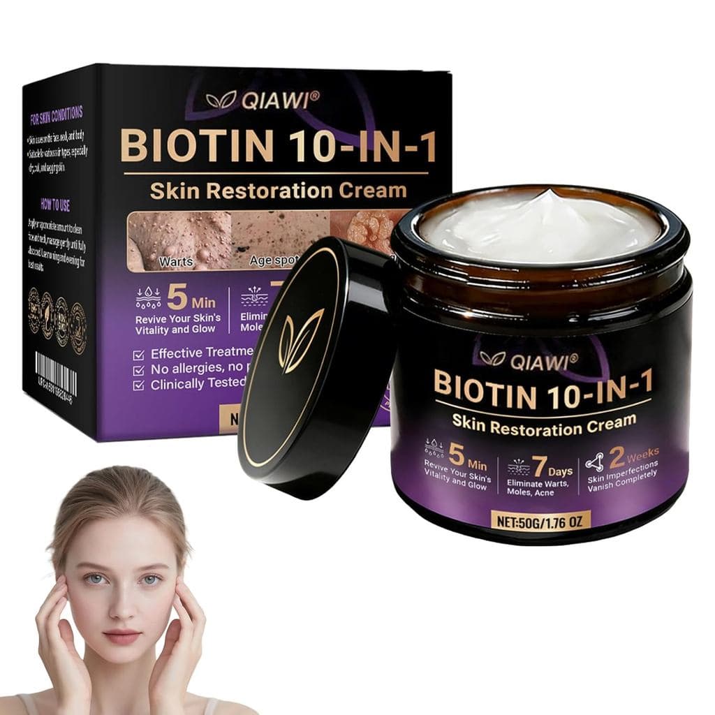 Creme Restaurador de Pele Qiawi Biotin 10 em 1, Creme Biotin 10 em 1 para Hidratação da Pele, Pele Suave e Hidratada (1