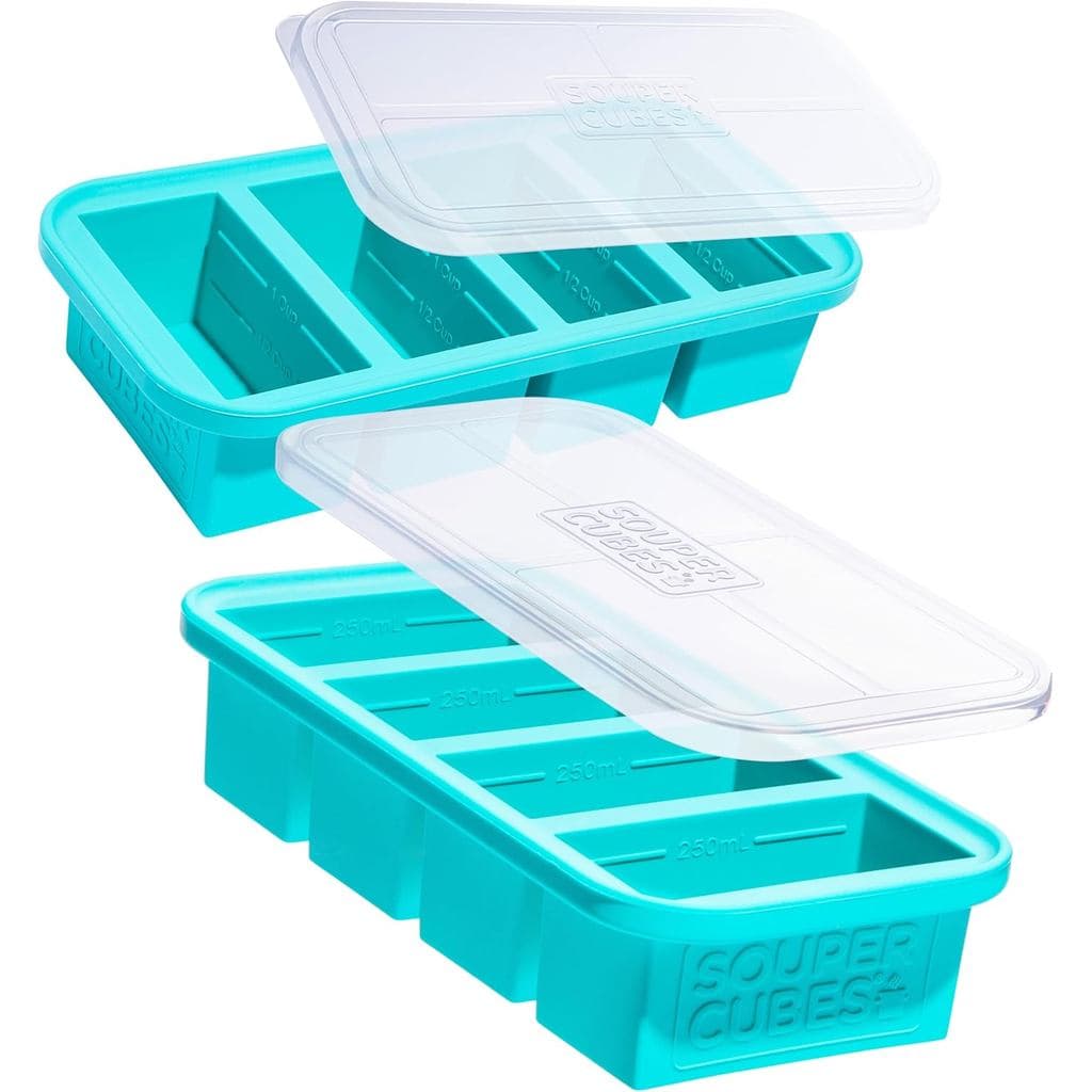 Souper Cubes Formas de Silicone para Congelador com Tampa, 100% Silicone Curado com Platina, Seguras para Forno e Micro-