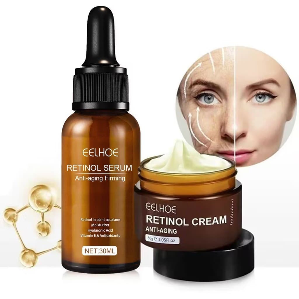 EELHOE Retinol Creme Facial Conjunto Removedor De Rugas Soro Antienvelhecimento Clareador Hidratante Cuidados Com A Pele