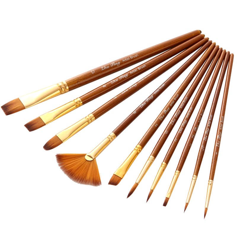 10 Guache Aquarela Acrílico Pintura Chinesa Pintura a Óleo Conjunto de Pincéis de Arte Pincel de Lã de Nylon Pincel Mult