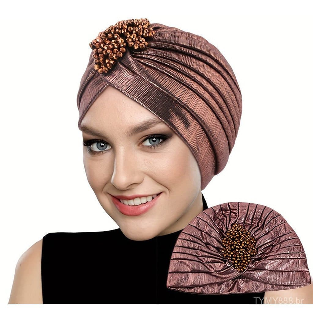 Turbante vintage macio e plissado, lenço turbante pré-amarrado, adequado para mulheres e meninas, ideal como presente.